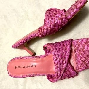 Pink Raffia Mules